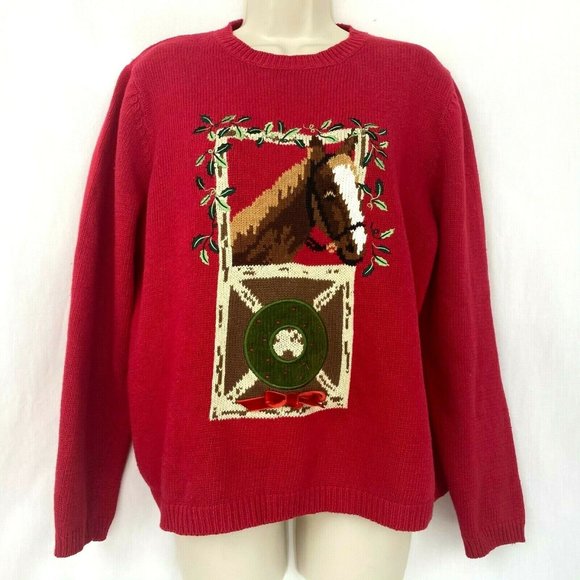 Vintage Sweaters - Rods Christmas Horse Sweater XL Equestrian Western